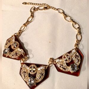 Cara Couture Goldtone Crystal Brown Necklace